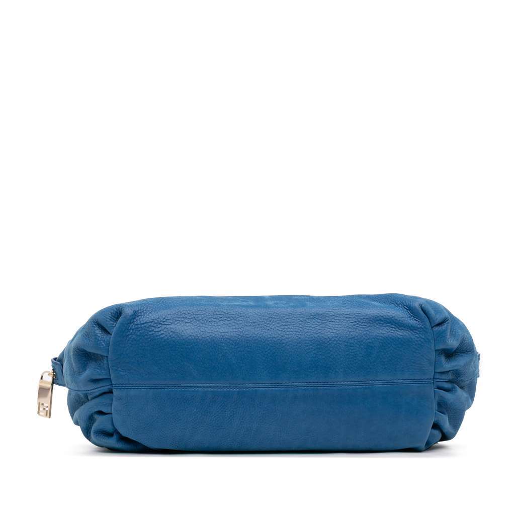 Fendi Medium FF Nubuck Chains Tote Blue Leather Good - Inside View