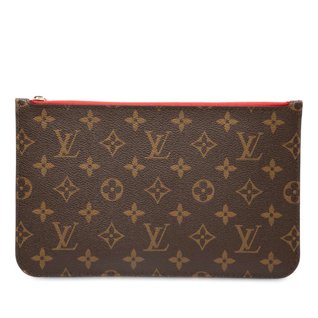 Louis Vuitton Monogram Neverfull Pouch Brown Very good - Front View