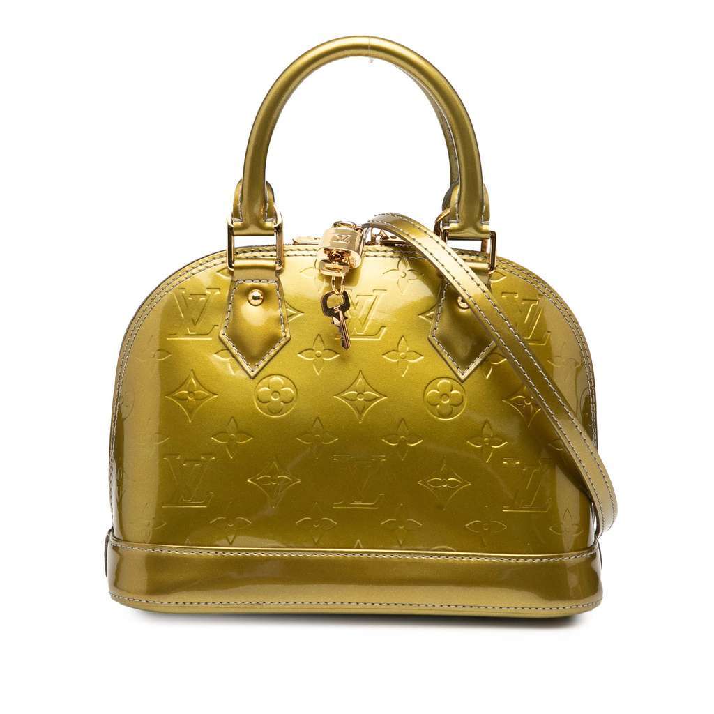 Louis Vuitton Monogram Vernis Alma BB Green Leather Very good condition - Front View