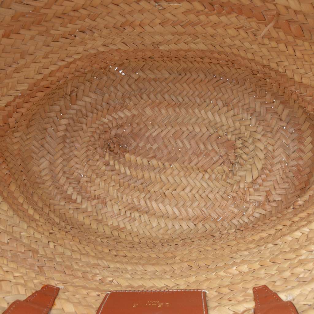 Celine Large Raffia Cuir Triomphe Classic Panier Tote Brown Very good condition - Model View