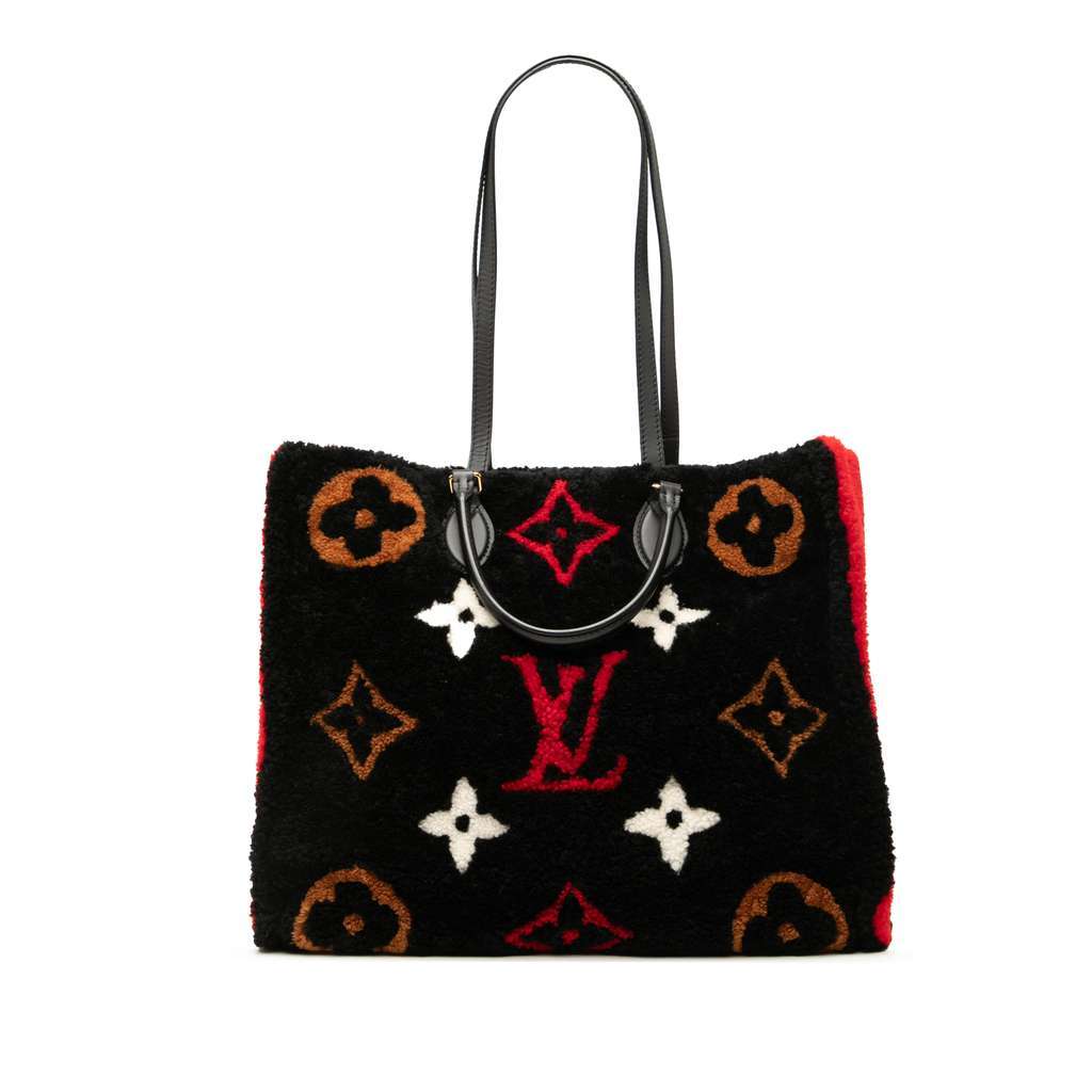 Louis Vuitton Monogram Giant Shearling Teddy Onthego GM Black Wool Very good - Front View