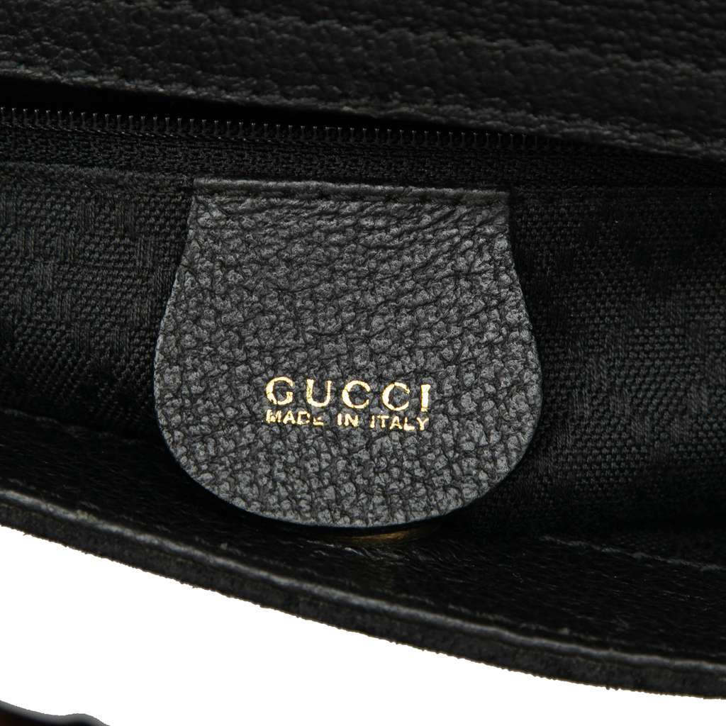 Gucci Suede Bamboo Satchel Black Leather Good - Box View