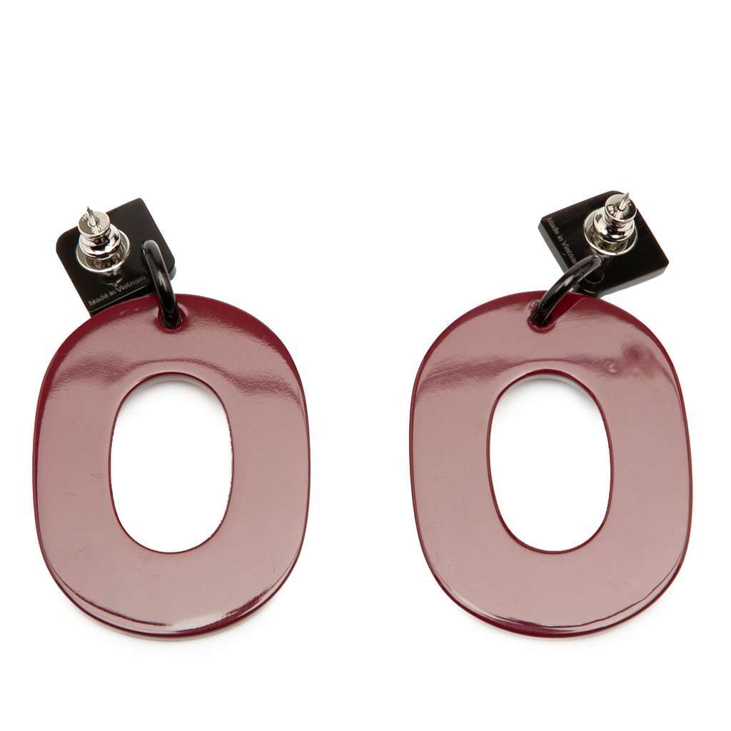 Hermès Lacquered Horn Isthme Push Back Earrings Red Good condition - Back View