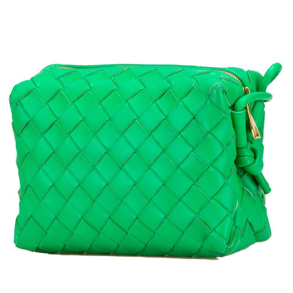 Bottega Veneta Mini Lambskin Intrecciato Loop Camera Bag Green Leather Good - Back View