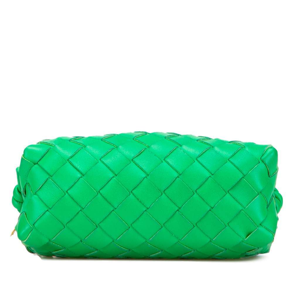 Bottega Veneta Mini Lambskin Intrecciato Loop Camera Bag Green Leather Good - Inside View