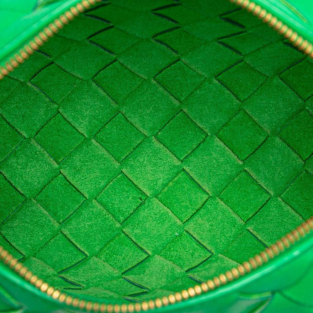 Bottega Veneta Mini Lambskin Intrecciato Loop Camera Bag Green Leather Good - Model View