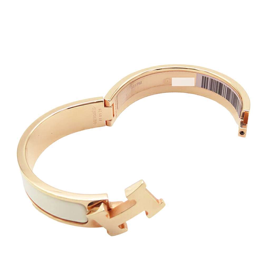 Hermès Narrow Enamel Clic H Bracelet PM White Good condition - Model View