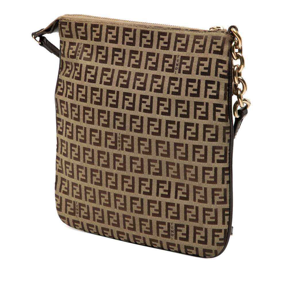 Fendi Zucchino Coated Canvas Forever Crossbody Brown Canvas Very good - Back View
