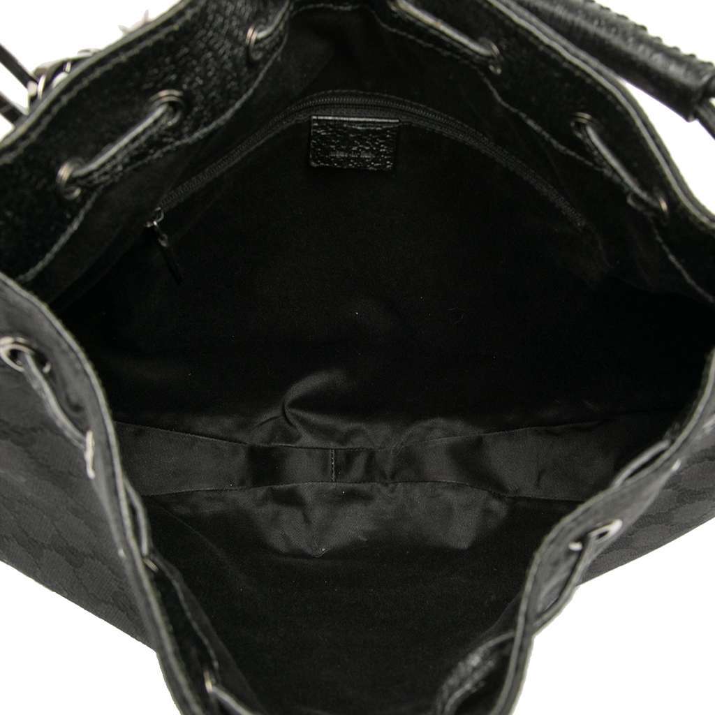 Gucci GG Canvas Drawstring Hobo Black Canvas Good - Model View