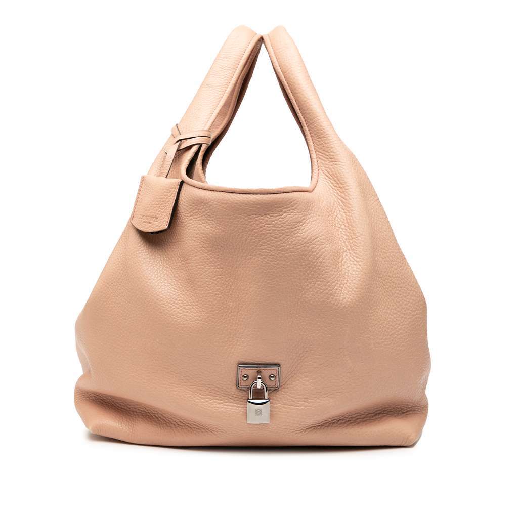 Loewe Calfskin Calle Lock Shoulder Bag Brown Leather Very good - Front View