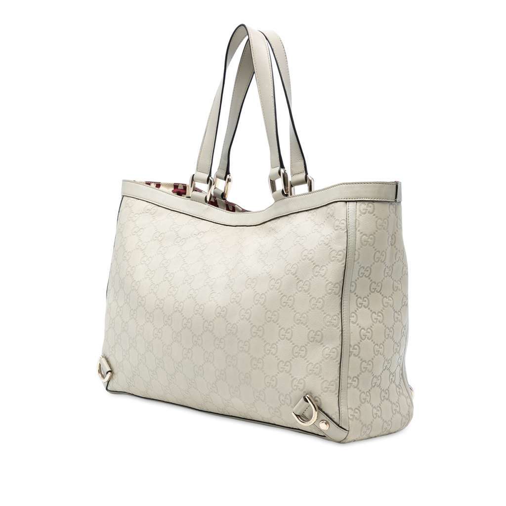 Gucci Guccissima Abbey D Ring Tote White Leather Good - Back View
