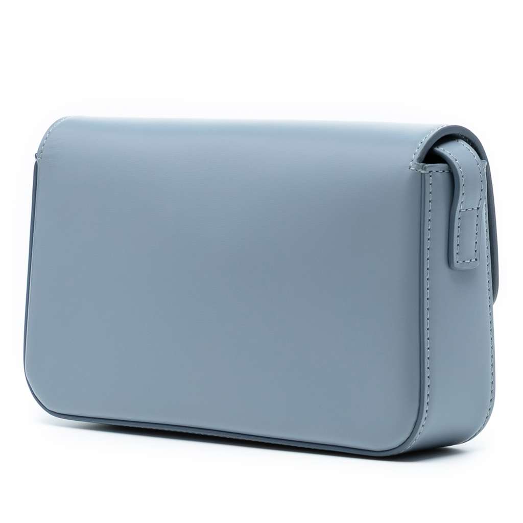 Celine Shiny Calfskin Triomphe Claude Shoulder Bag Blue Leather Good condition - Back View