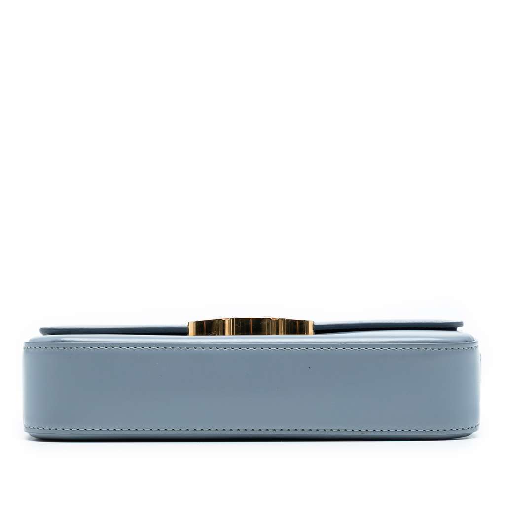 Celine Shiny Calfskin Triomphe Claude Shoulder Bag Blue Leather Good condition - Inside View
