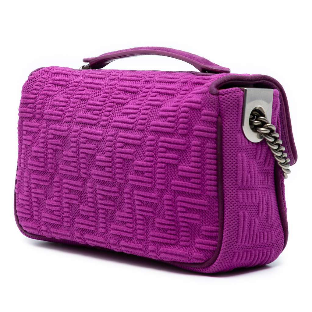 Fendi Zucca Embossed Technical Fabric Chain Midi Baguette Purple Very good - Back View