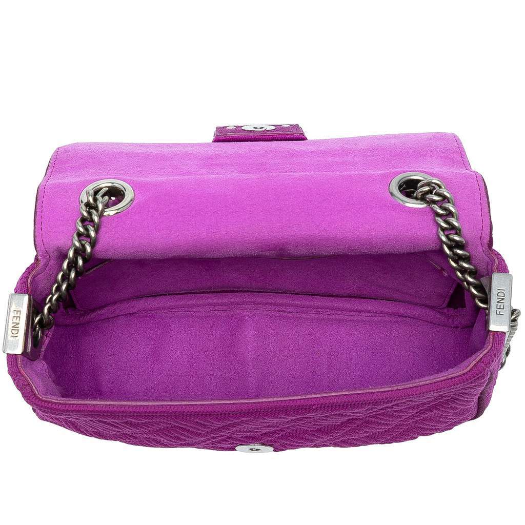 Fendi Zucca Embossed Technical Fabric Chain Midi Baguette Purple Very good - Model View