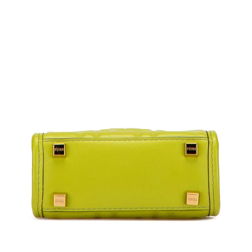 Fendi Mini Zucca Embossed Leather Sunshine Shopper Tote Green Leather Very good - Inside View