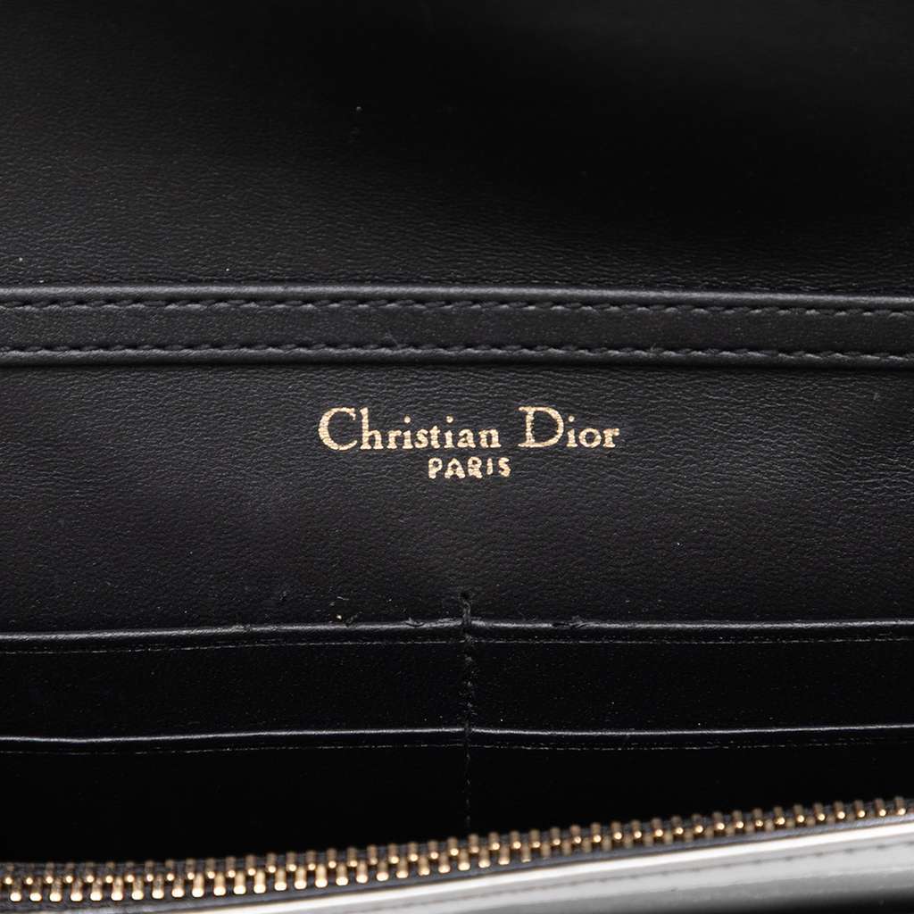 Dior Metallic Patent Microcannage Diorama Wallet on Chain Silver Leather Good - Box View