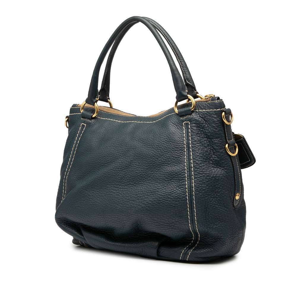Prada Vitello Daino Zip Top Satchel Blue Leather Very good condition - Back View