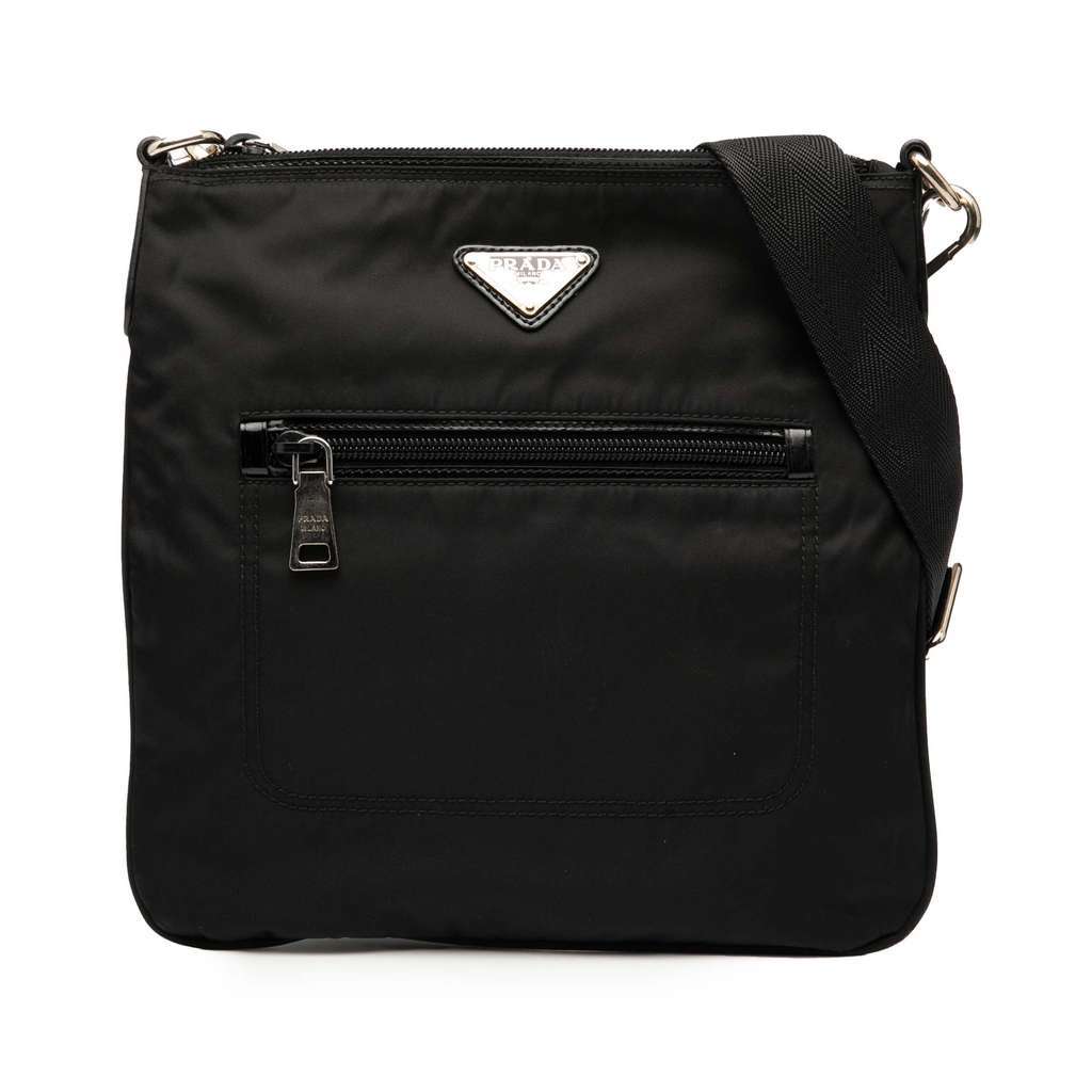 Prada Tessuto Zip Top Crossbody Black Good condition - Front View