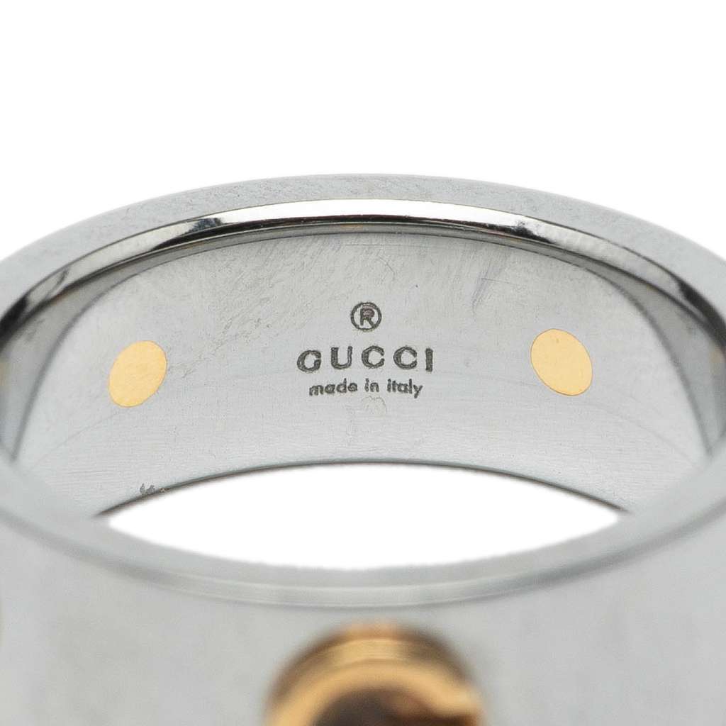 Gucci Stainless Steel and Yellow Gold Plated Combi Ring Silver Stainless steel Very good condition - Model View