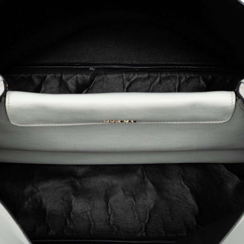 Prada Large City Calf Double Satchel White Leather Very good - Model View