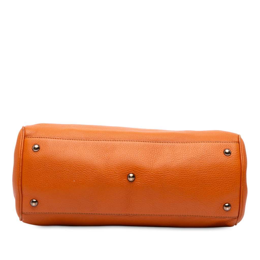 Gucci Medium Calfskin Bamboo Shopper Satchel Orange Leather Very good condition - Inside View