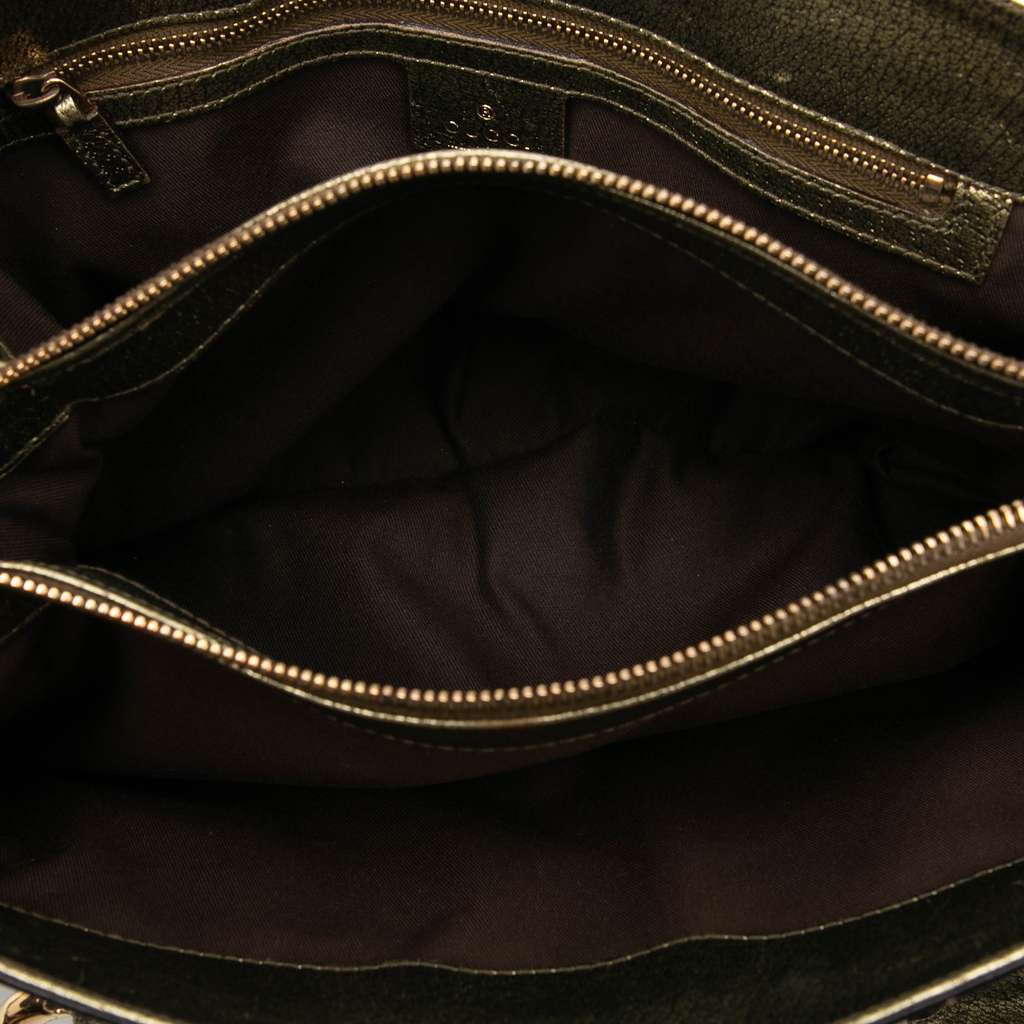 Gucci Metallic Calfskin Metal Bamboo Handbag Gold Leather Very good - Model View