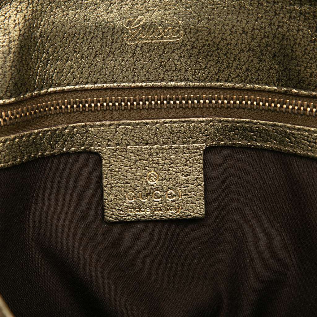 Gucci Metallic Calfskin Metal Bamboo Handbag Gold Leather Very good - Box View
