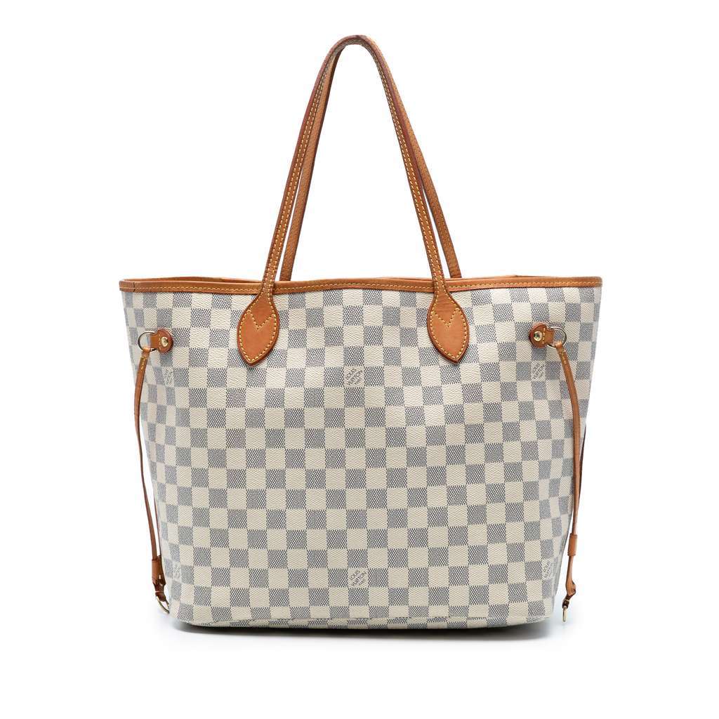 Louis Vuitton Damier Azur Neverfull MM White Good - Front View