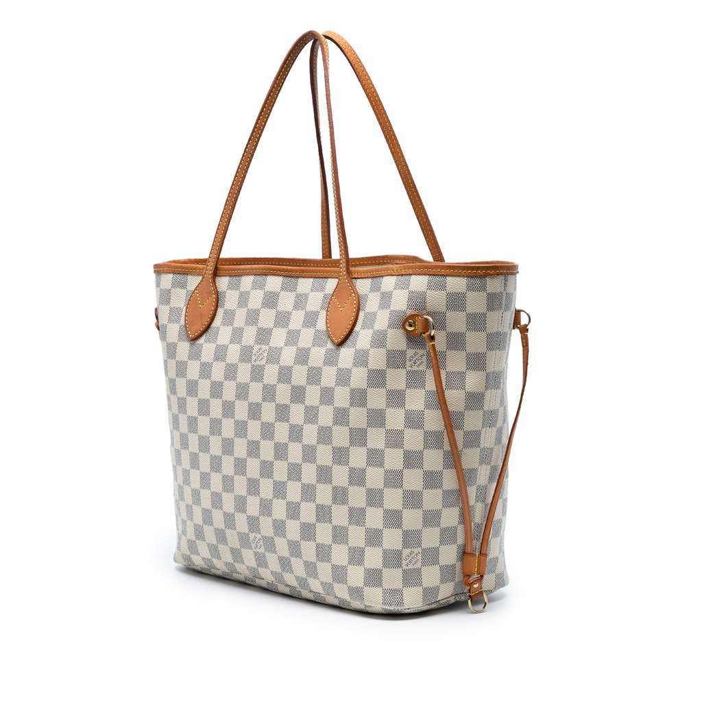 Louis Vuitton Damier Azur Neverfull MM White Good - Back View