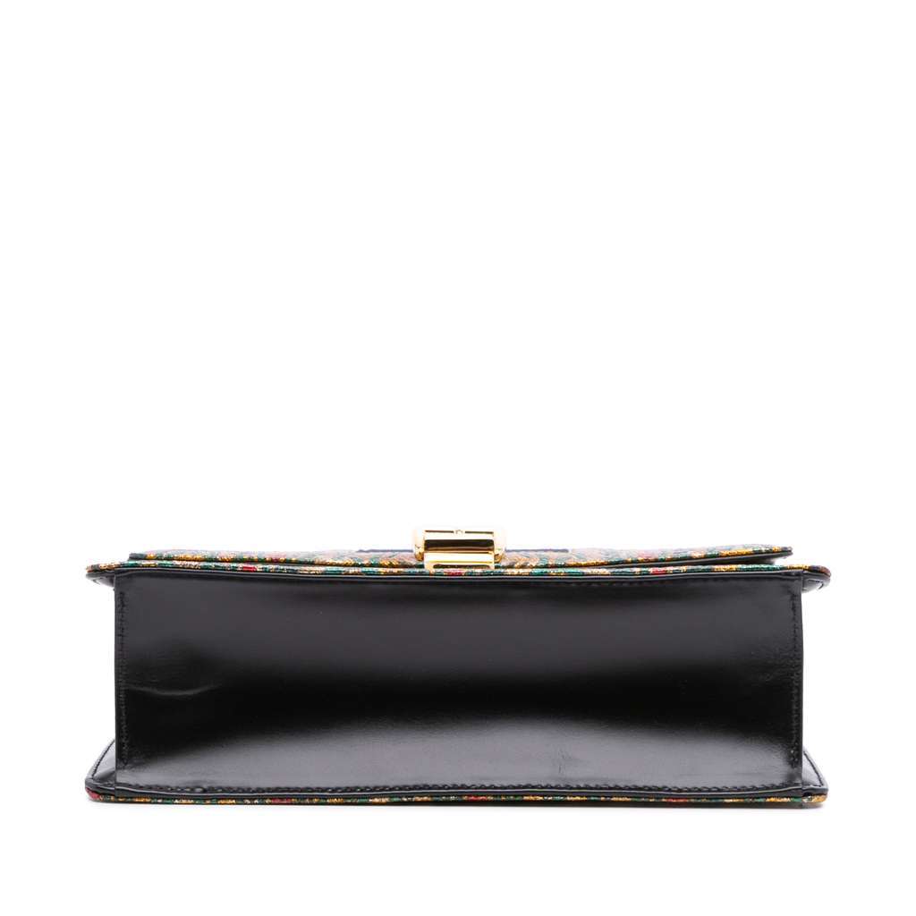 Gucci Small Canvas Brocade Sylvie Satchel Gold Canvas Good condition - Inside View