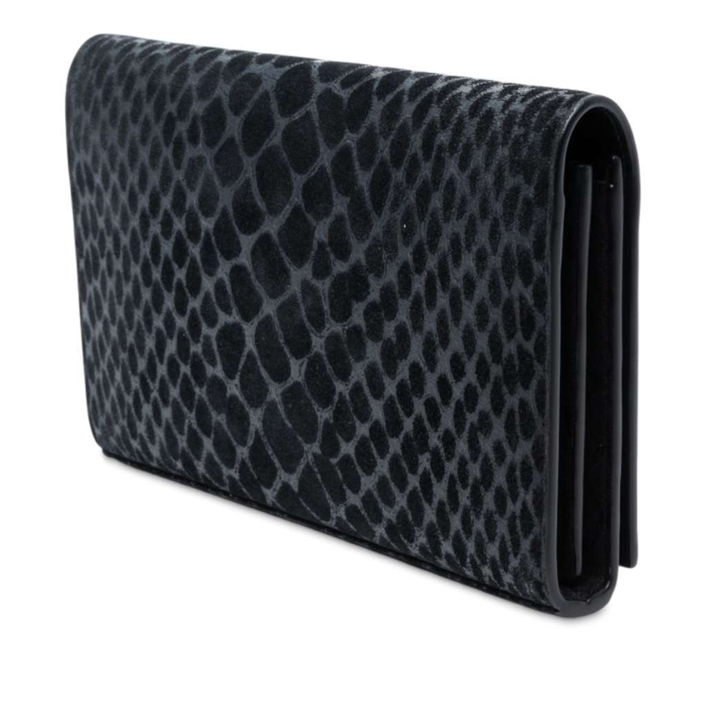 Saint Laurent Python Embossed Suede Monogram Kate Wallet on Chain Black Leather Good condition - Back View