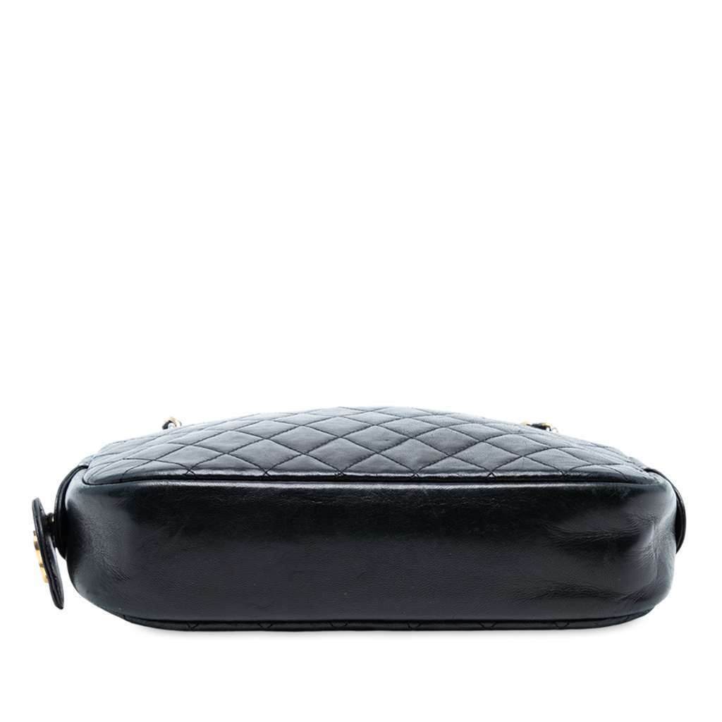 Chanel CC Quilted Lambskin Chain Camera Bag Black Leather Good - Inside View