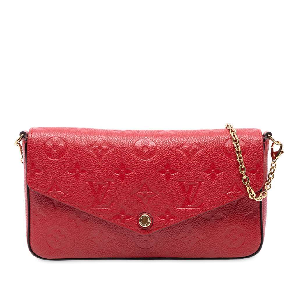 Louis Vuitton Monogram Empreinte Pochette Felicie Red Leather Good - Front View