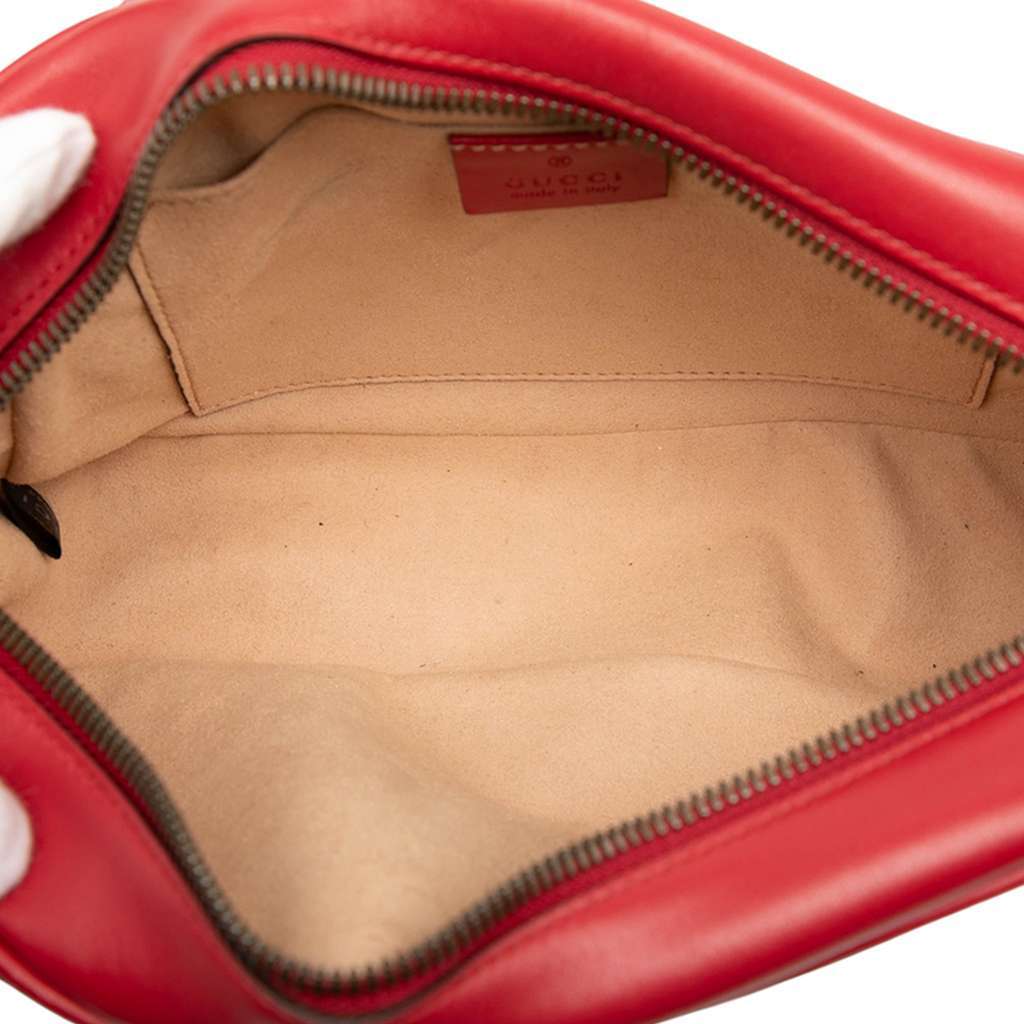 Gucci Small GG Marmont Matelasse Leather Crossbody Red Leather Good - Model View