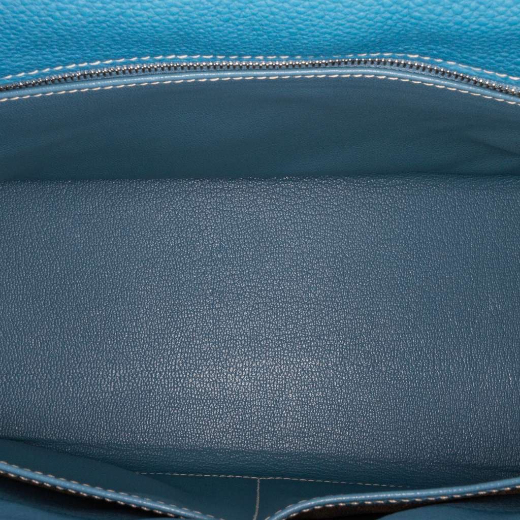 Hermès Togo Kelly Sellier Mou 28 Blue Leather Good condition - Box View