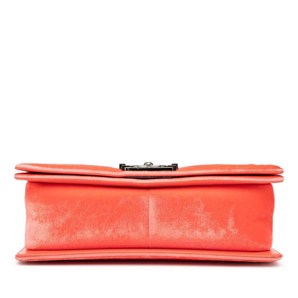 Chanel Old Medium Quilted Velvet Boy Flap Orange Velvet Very good - Inside View