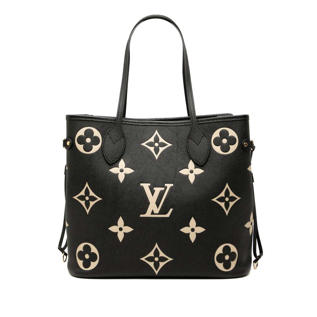 Louis Vuitton Bicolor Monogram Giant Empreinte Neverfull MM Black Leather Very good - Front View