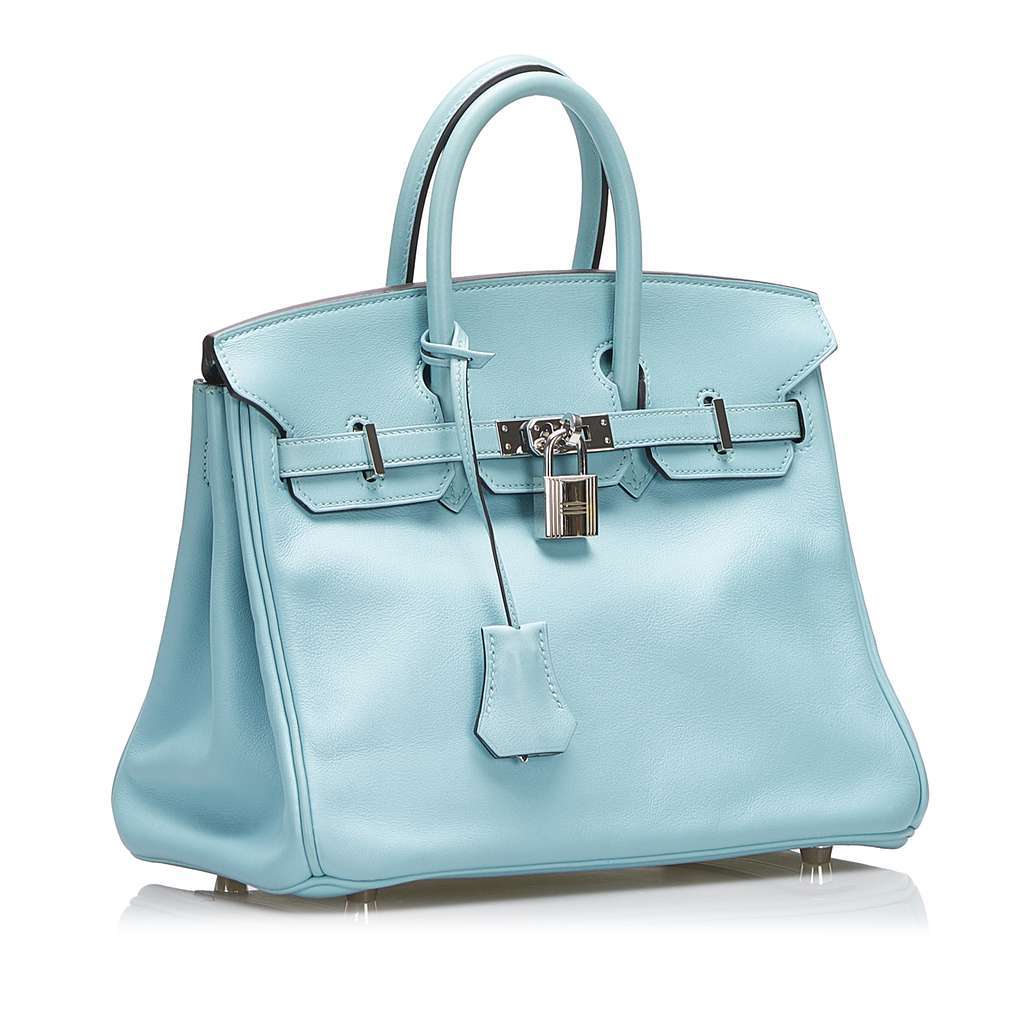 Hermès Clemence Birkin 30 Blue Leather Good condition - Back View