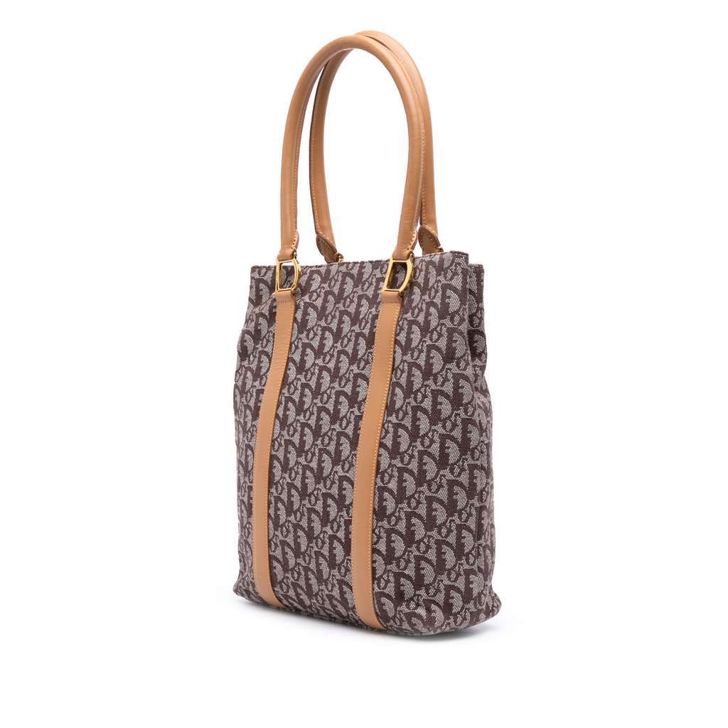 Dior Diorissimo Trotter Canvas Tote Brown Canvas Good - Back View