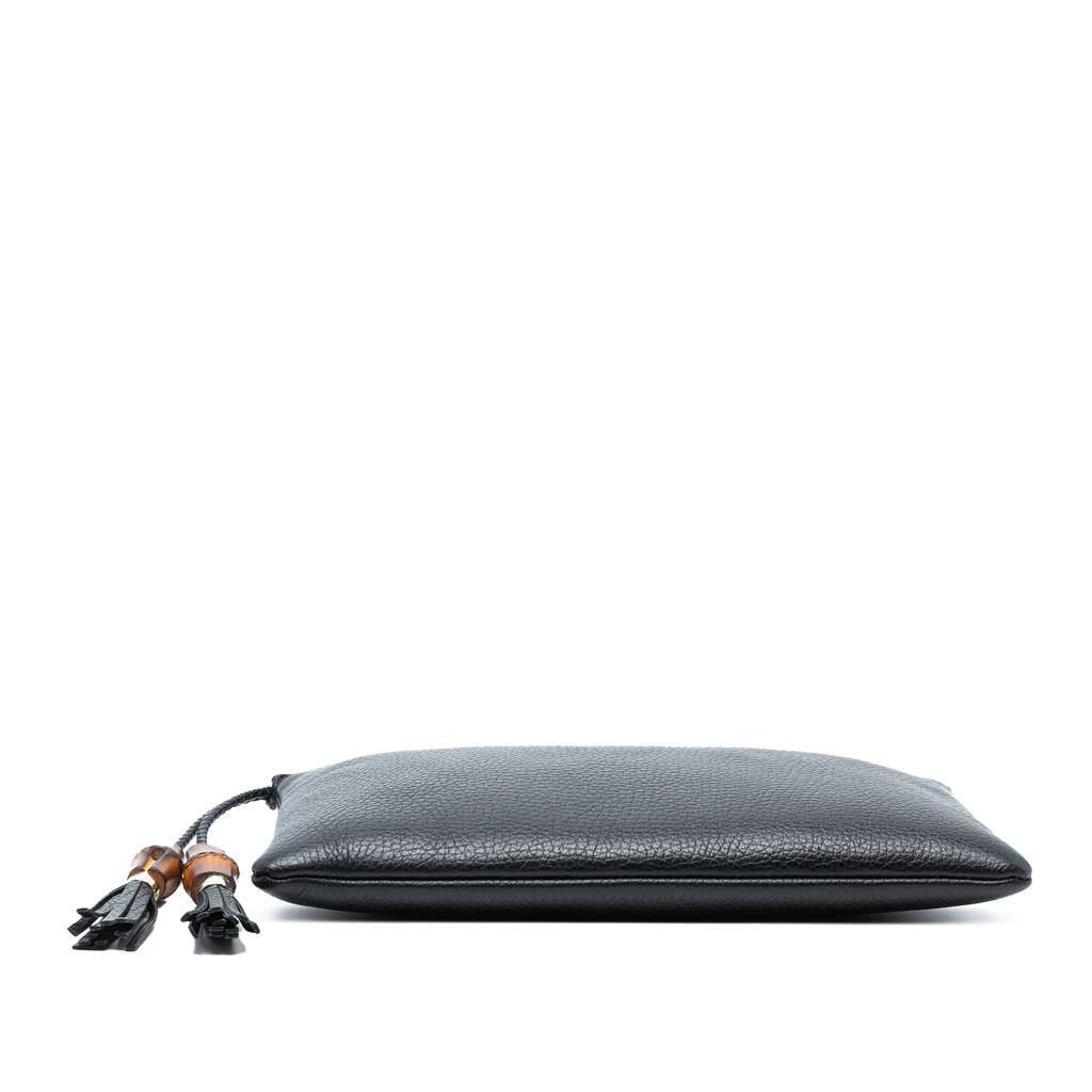 Gucci Calfskin Bamboo Clutch Black Leather Good - Inside View
