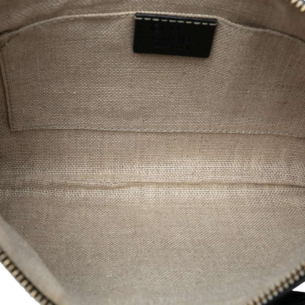 Gucci Calfskin Bamboo Clutch Black Leather Good - Model View