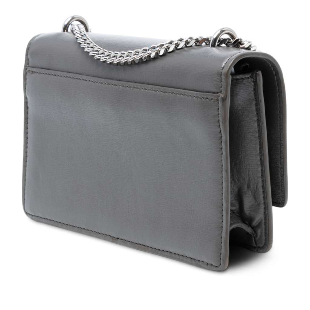 Saint Laurent Small Leather Monogram Sunset Crossbody Grey Leather Good - Back View