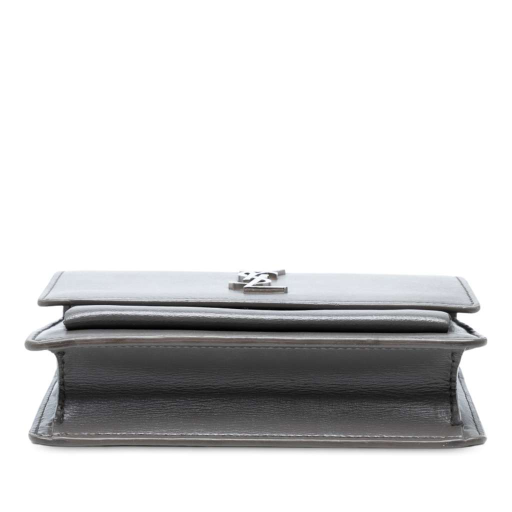 Saint Laurent Small Leather Monogram Sunset Crossbody Grey Leather Good - Inside View