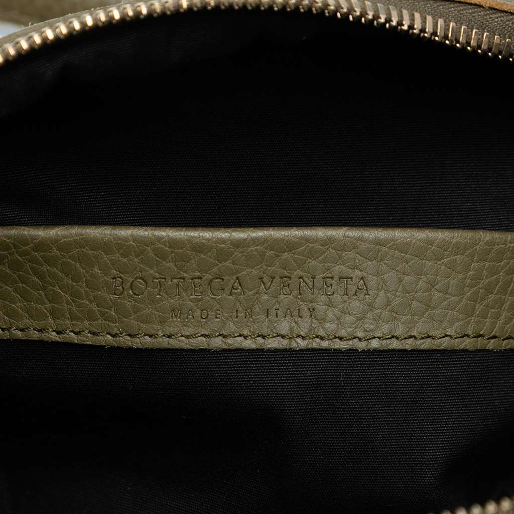 Bottega Veneta Leather Trimmed Satin Intrecciato Boston Bag Brown Satin Good - Box View