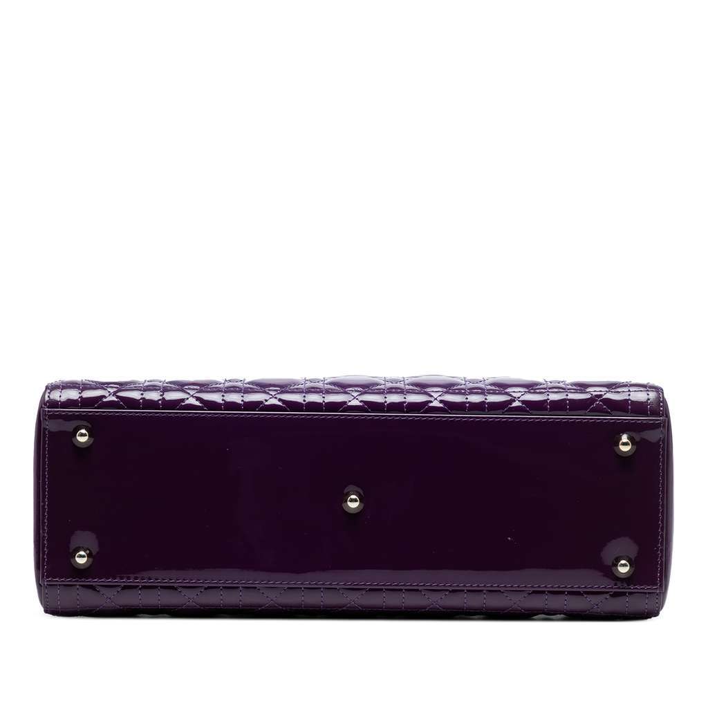 Dior Large Patent Cannage Lady Dior Purple Leather Good - Inside View