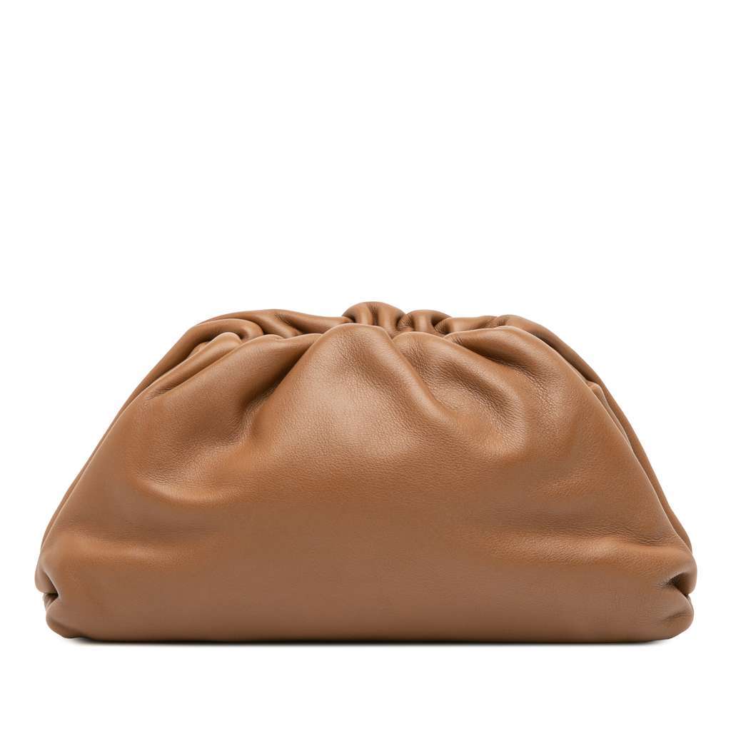 Bottega Veneta Lambskin The Mini Pouch Brown Leather Good - Front View