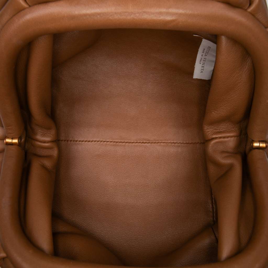 Bottega Veneta Lambskin The Mini Pouch Brown Leather Good - Model View