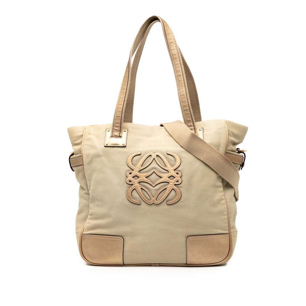 Loewe Canvas Anagram Satchel Brown Canvas Very good - Front View