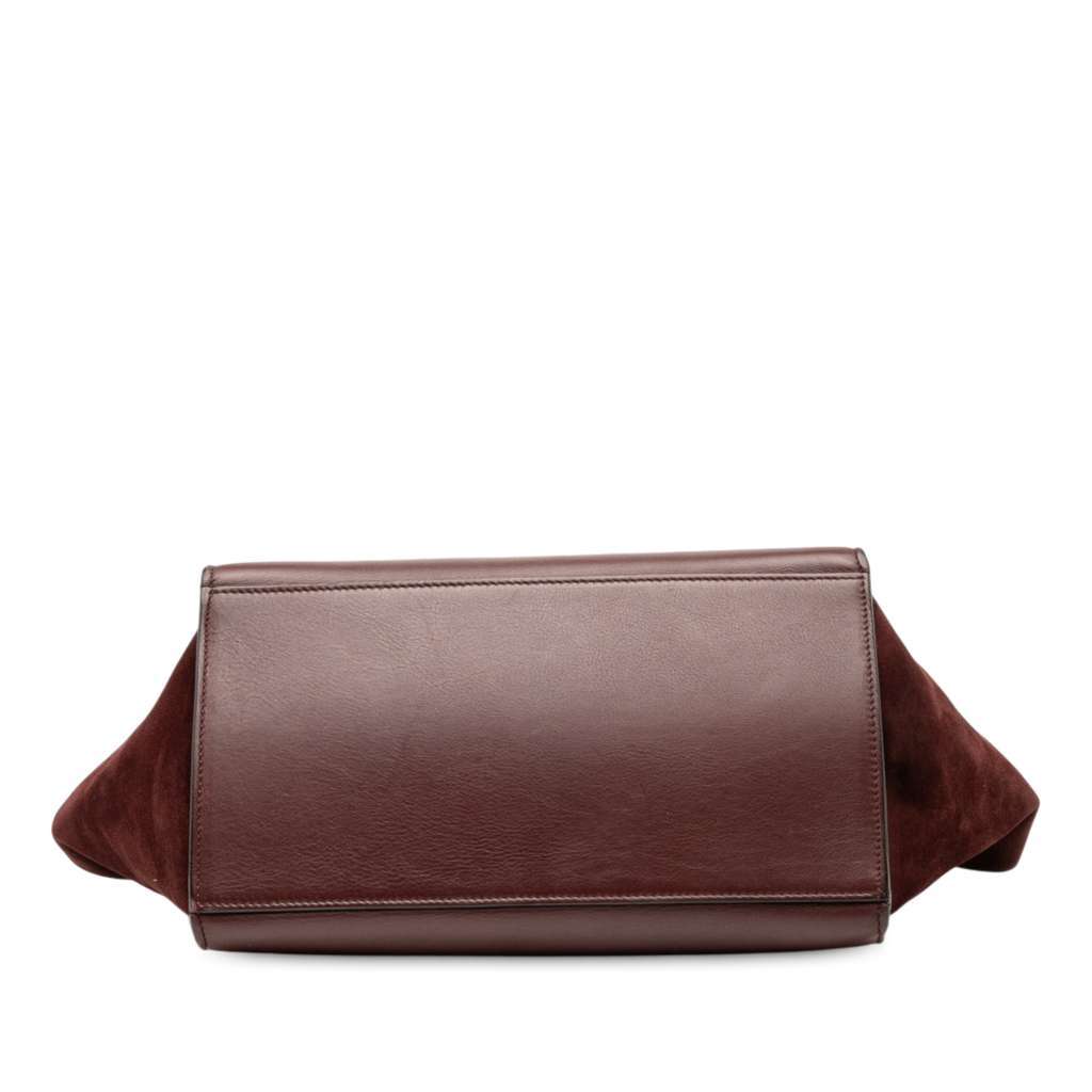 Celine Medium Bicolor Calfskin and Suede Trapeze Satchel Red Leather Good - Inside View